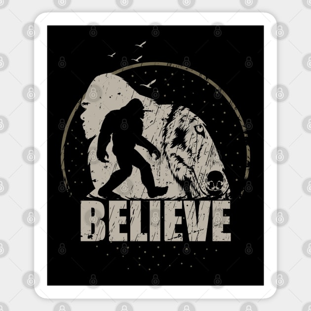 Believe bigfoot Sticker by Tesszero